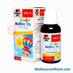 DoppelHerz Kinder Active D3 Drops - Giúp xương chắc khỏe, tăng cường khả năng miễn dịch cho bé.